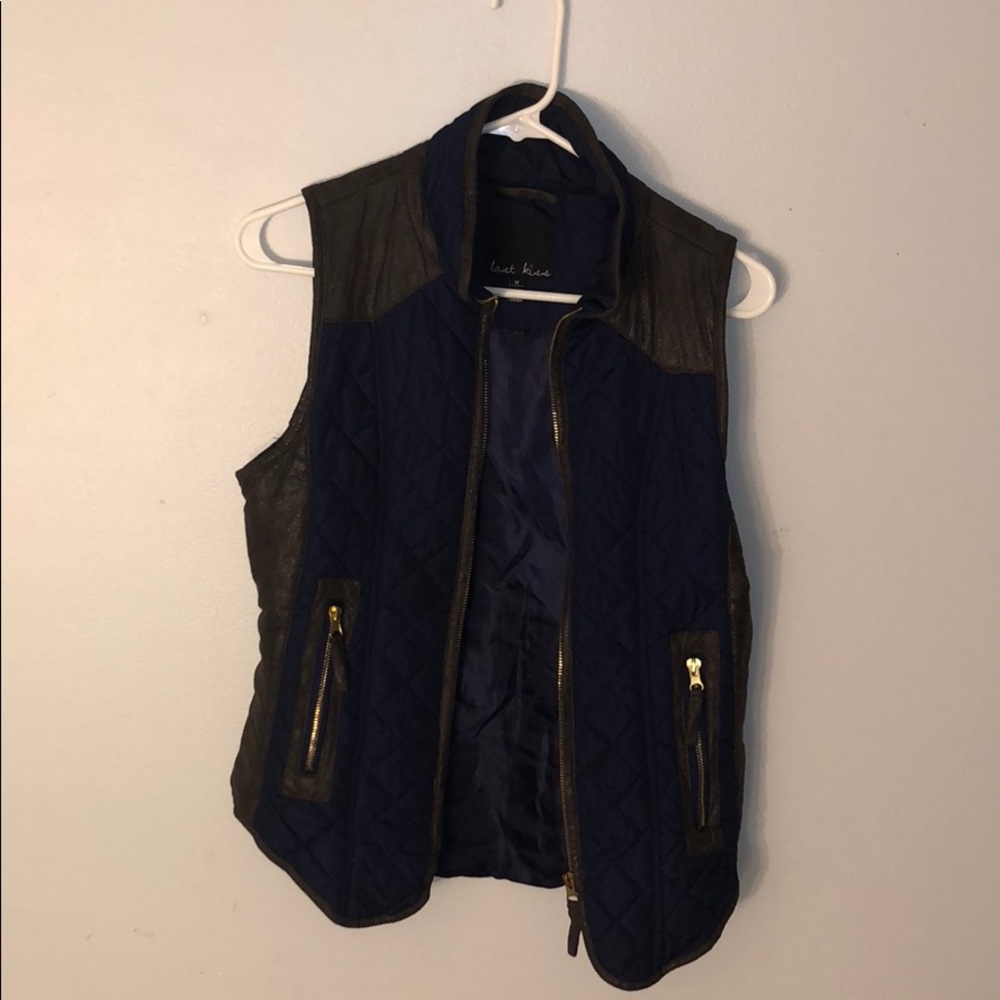 Navy blue and brown vest